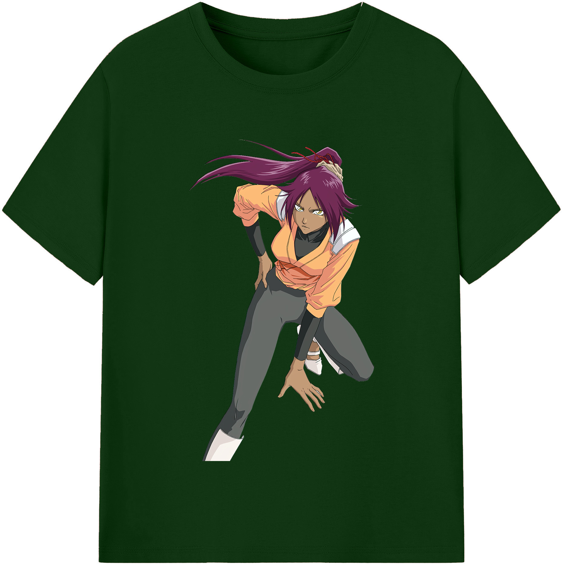 （画像用） ブリーチ 四楓院 夜一（しほういん よるいち） BLEACH Shihouin Yoruichi 綿100％半袖Tシャツ（フロントプリント）